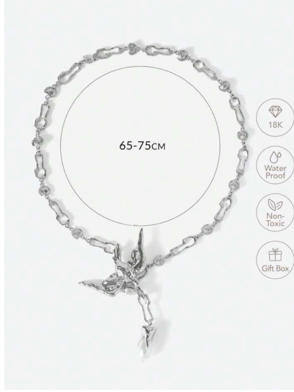 Couture Bird Lariat Chain Necklace - Picture 4 of 4